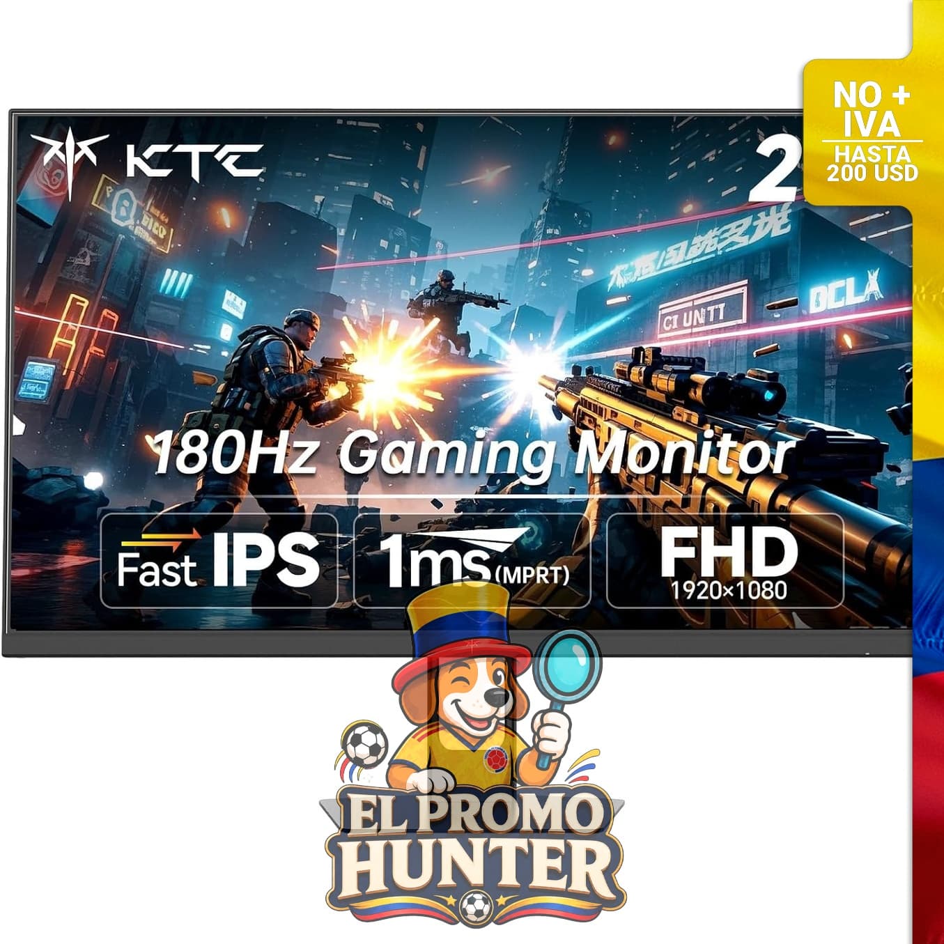 Monitor KTC de 27" (68.58 cm) 180 Hz, 1 ms, resolución FHD 1920x1080, panel IPS, compatible con FreeSync.