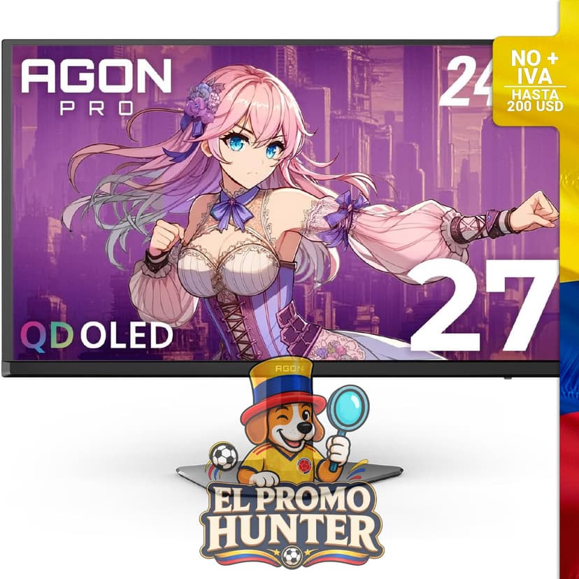 Monitor gaming AOC Agon Pro de 27" (68,6 cm) QD OLED, 2560x1440, 240Hz, 0.03 ms, HDR, con altavoces integrados.