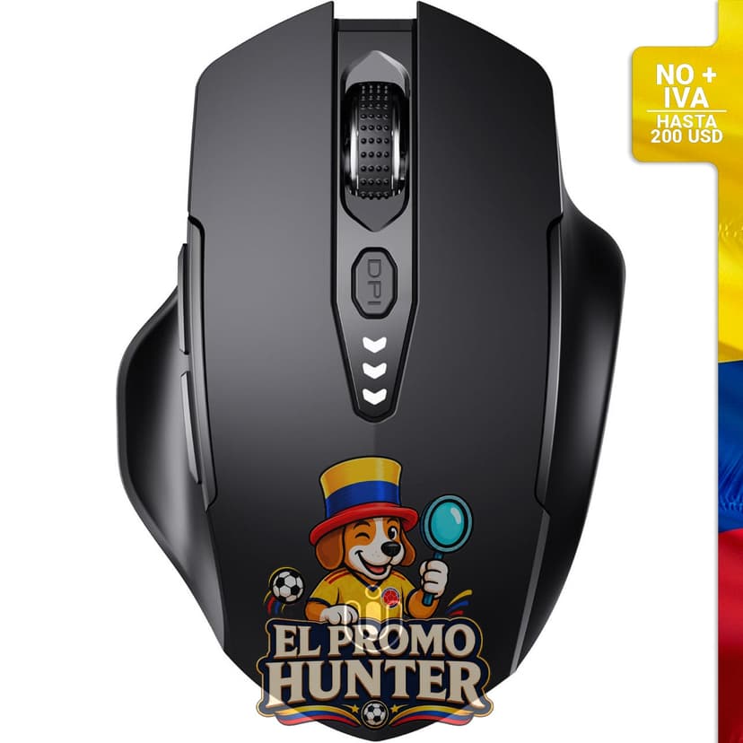 Ratón inalámbrico Bluetooth recargable con conectividad BT 5.0/4.0 y 2.4 GHz, 4 DPI ajustables.