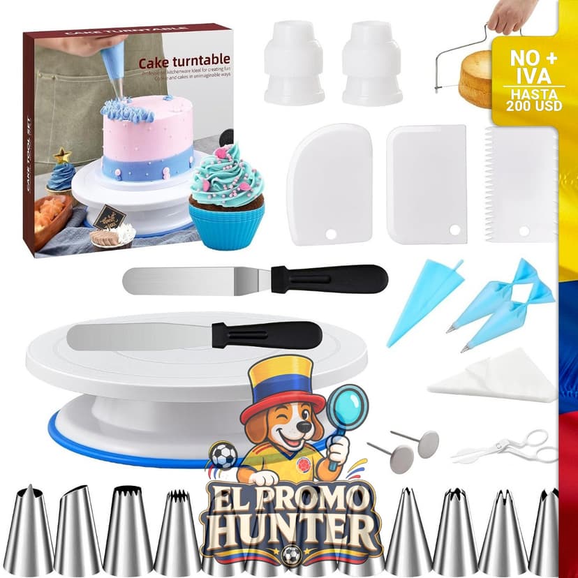 Kit de herramientas para decoración de pasteles, incluye 82 piezas como boquillas, bolsas y espátulas.