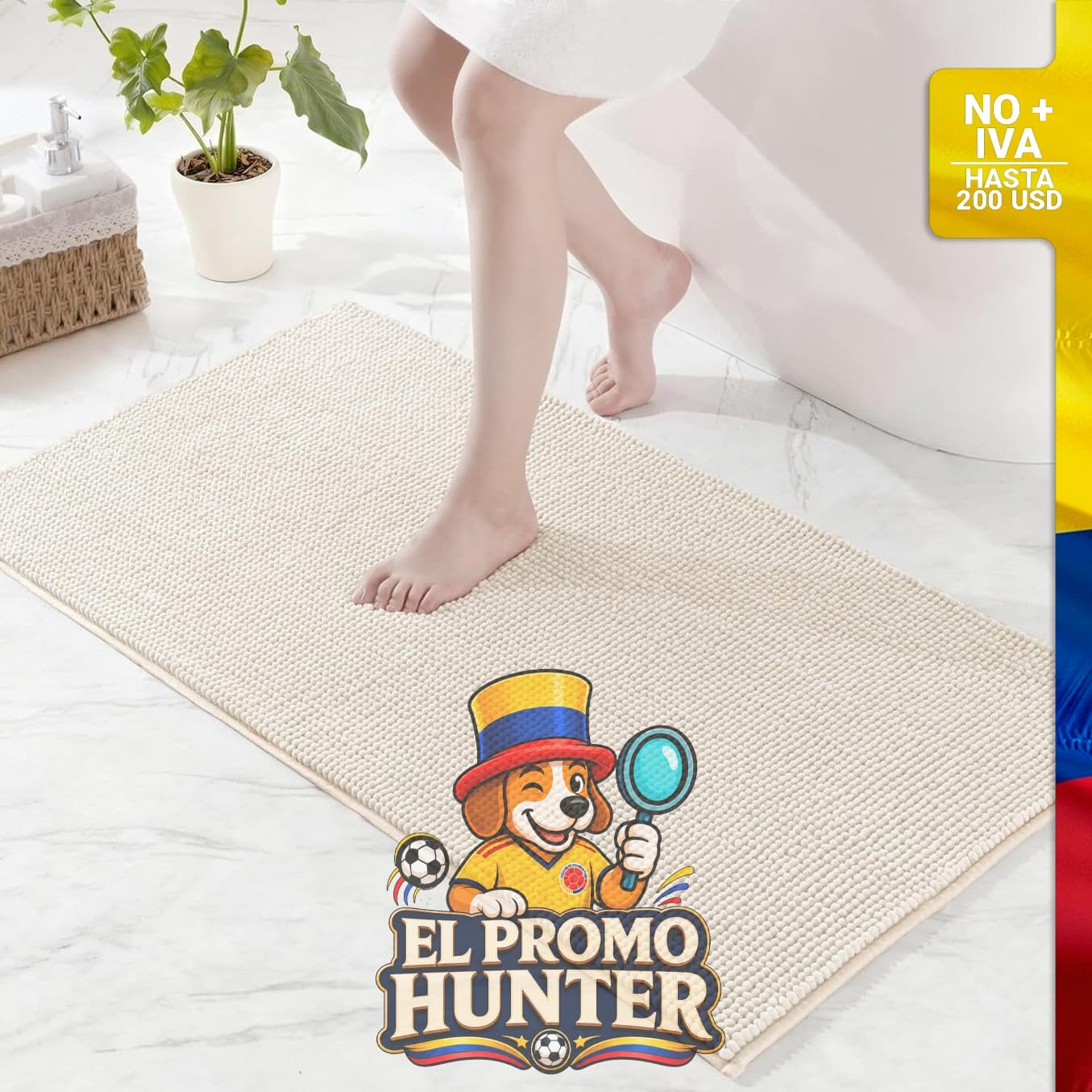 Alfombra de baño de chenilla 61 x 91 cm, suave y absorbente, lavable a máquina.