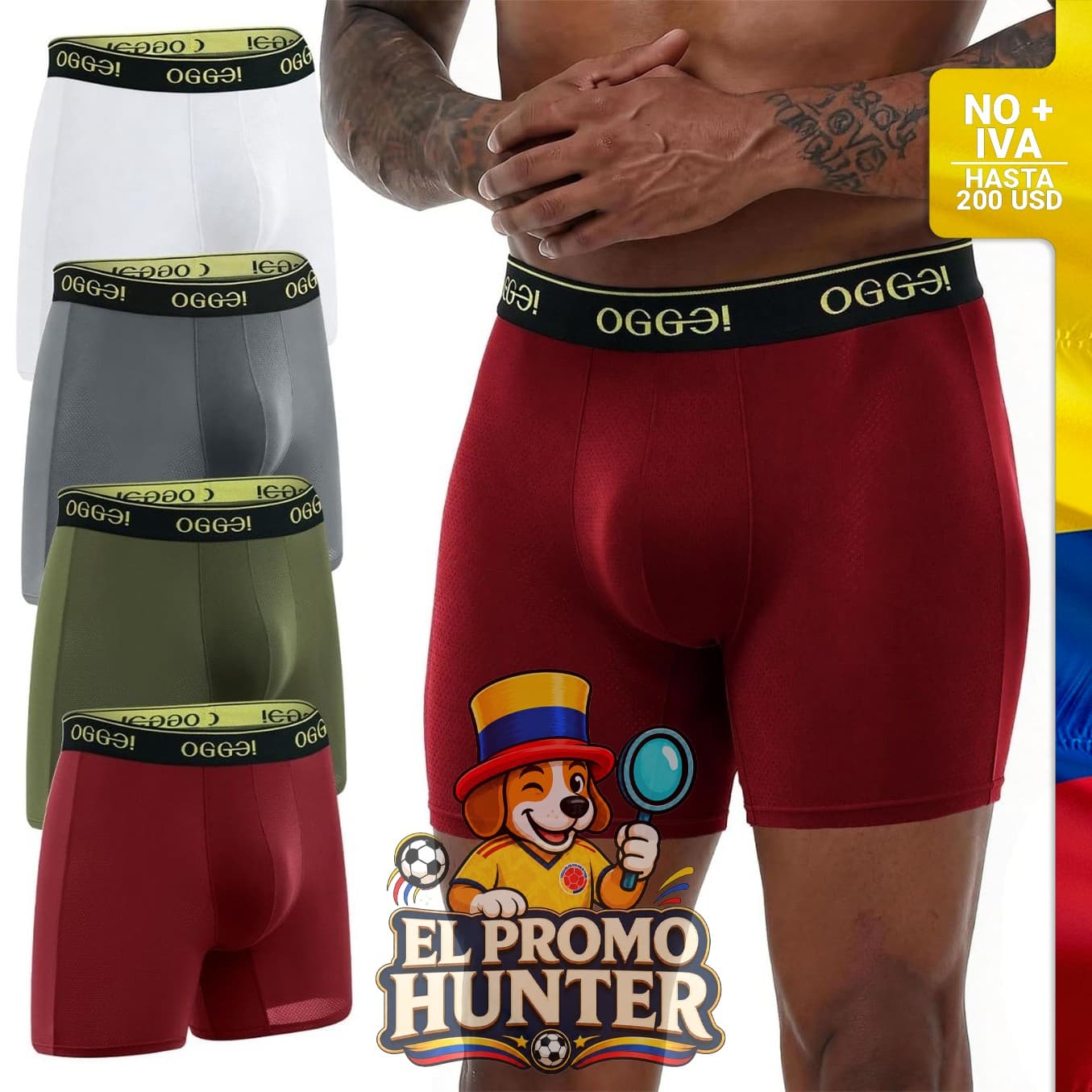 Calzoncillos tipo bóxer para hombre, suaves y transpirables, paquete múltiple.