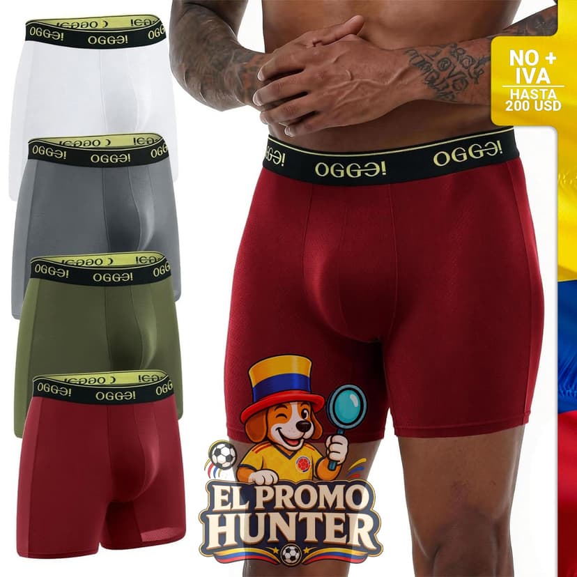 Calzoncillos tipo bóxer para hombre, suaves y transpirables, paquete múltiple.