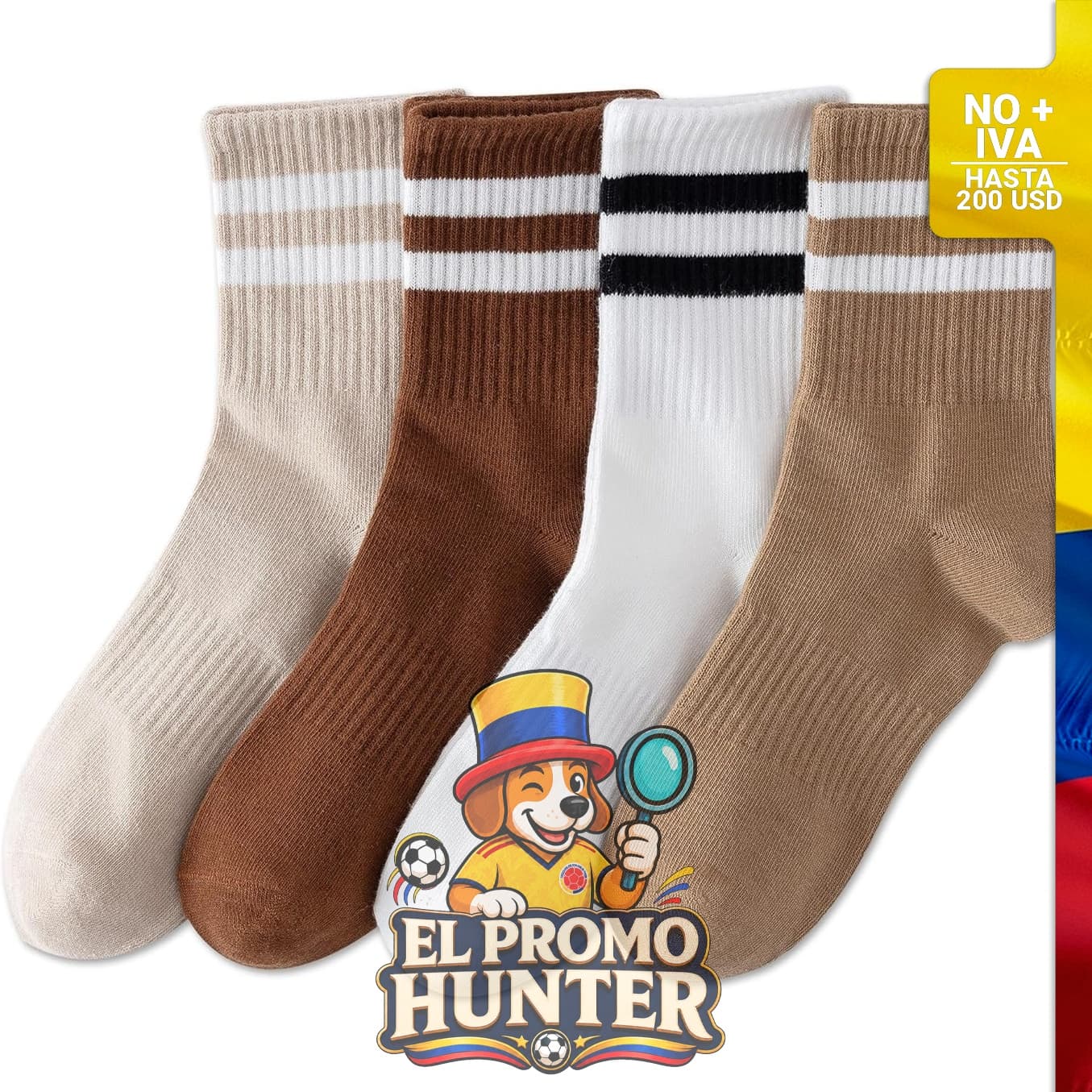 Calcetines crew a rayas para mujer, 4 pares, talla 5-10, fabricados en algodón.
