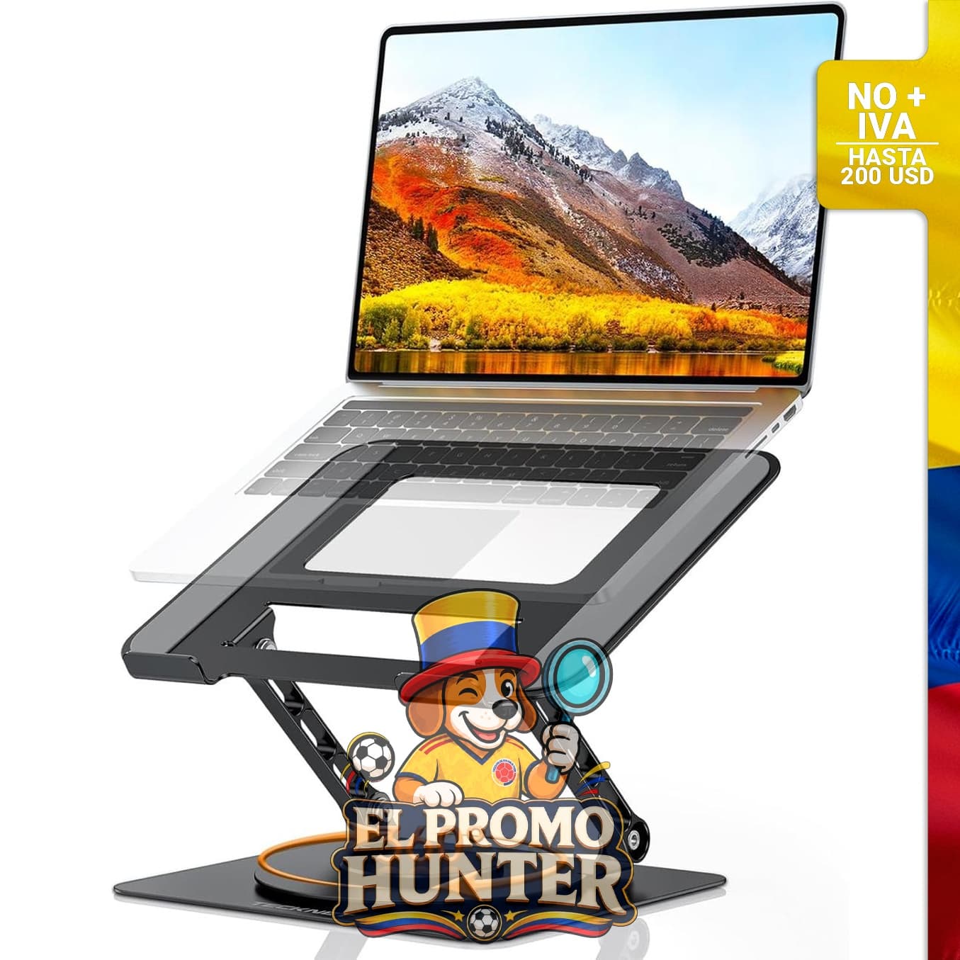 Soporte ajustable para computadora portátil, compatible con laptops de 10-17" (25-43 cm).