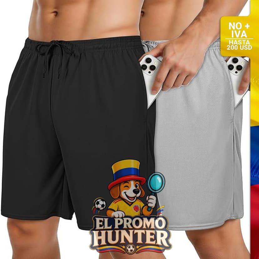 Pantalones cortos deportivos para hombre, paquete de 2, secado rápido y transpirables, con bolsillos.