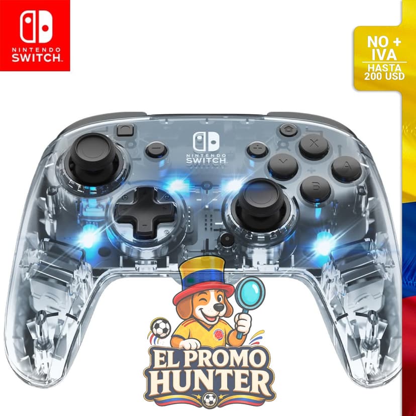 Controlador inalámbrico RGB Afterglow para Nintendo Switch y Switch Lite, con iluminación LED y botones personalizables.