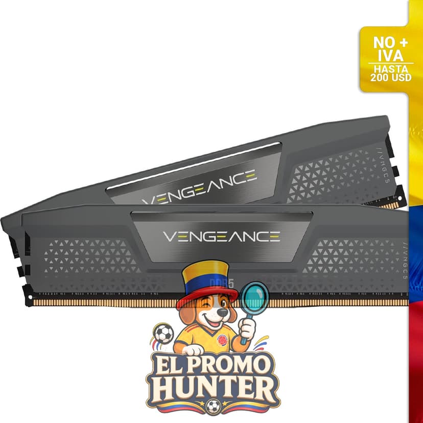 Memoria RAM CORSAIR Vengeance DDR5 de 16 GB (2 x 8 GB) con velocidad de 5200 MHz y latencia CL40, compatible con AMD Expo e Intel XMP.