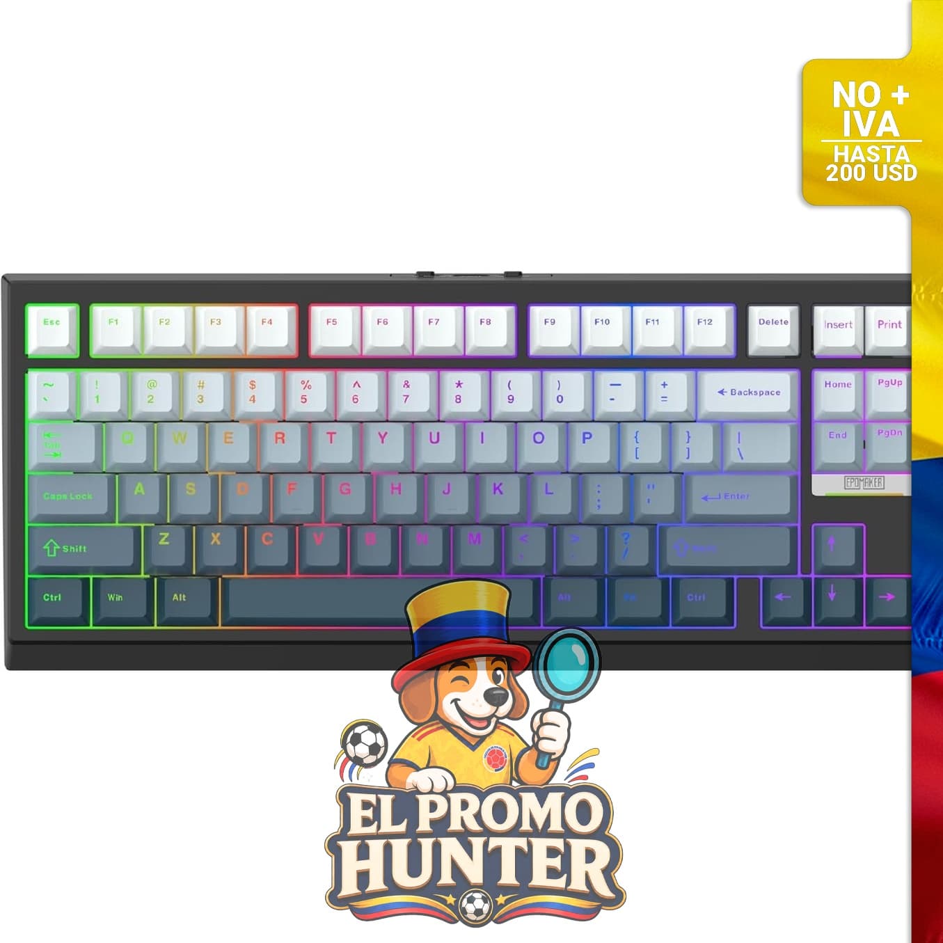 Teclado inalámbrico EPOMAKER G84 HE con retroiluminación RGB, polling de 8K y batería de 8000 mAh.