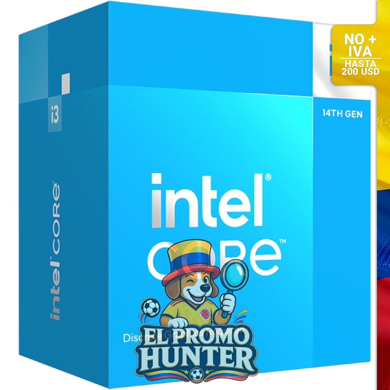 Procesador Intel® Core™ i3-14100F, 4 núcleos (4 P + 0 E), 4.7 GHz.