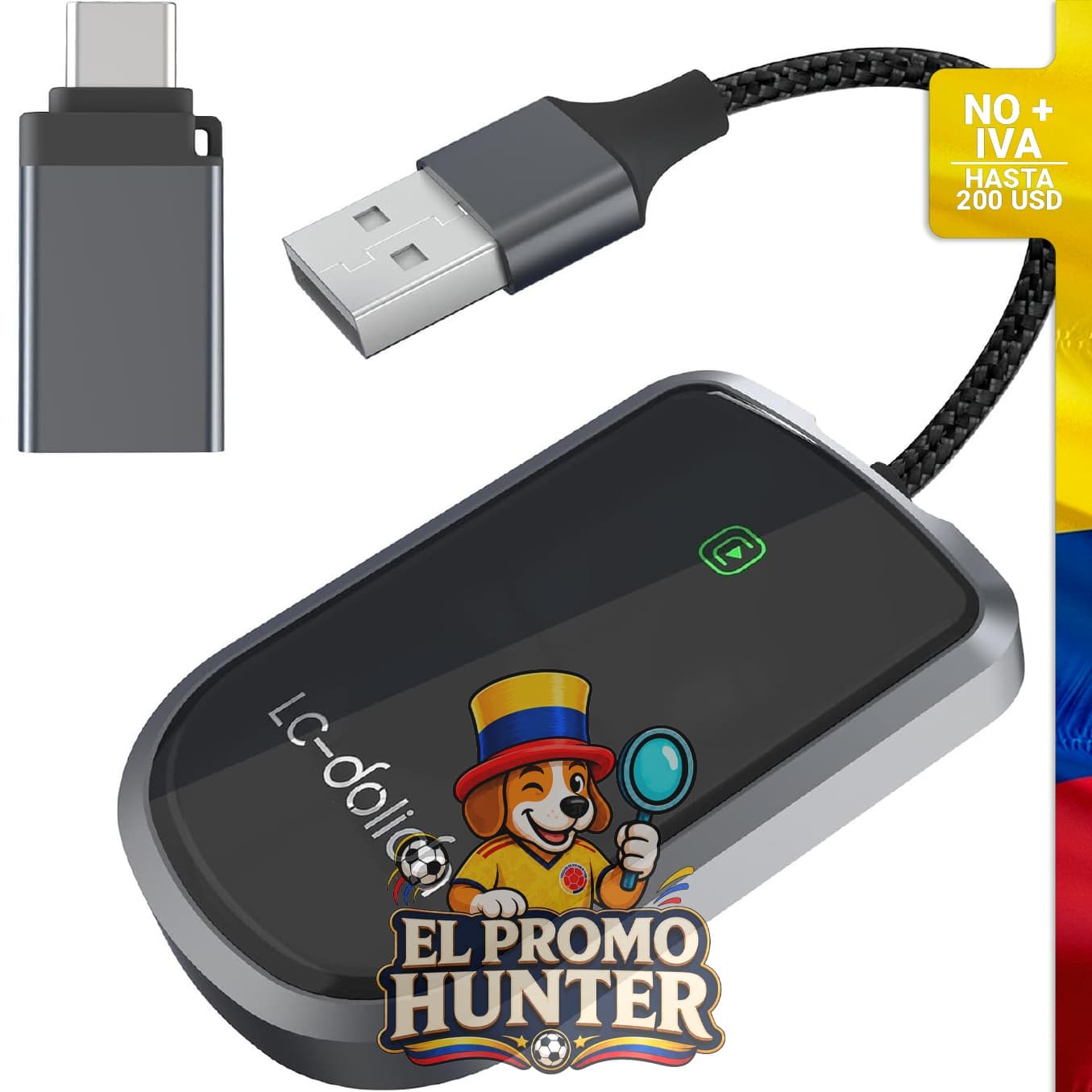 Adaptador inalámbrico para CarPlay, compatible con vehículos que soportan esta tecnología.