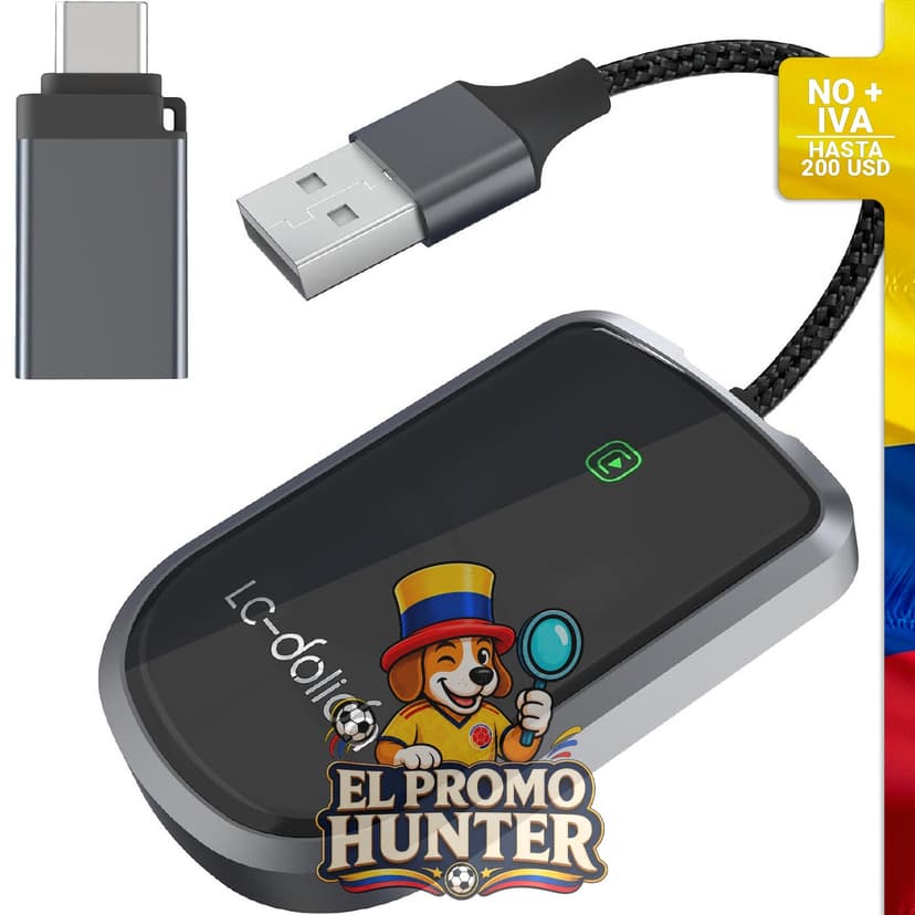 Adaptador inalámbrico para CarPlay, compatible con vehículos que soportan esta tecnología.