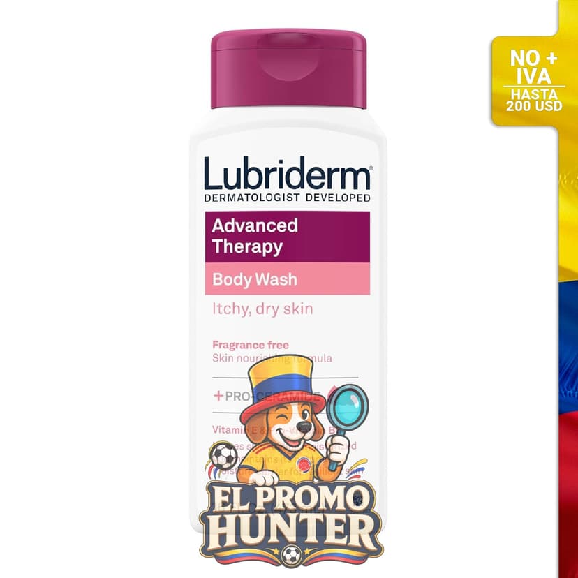 Gel de baño Lubriderm Advanced Therapy 473 ml, formulado para limpiar e hidratar la piel.