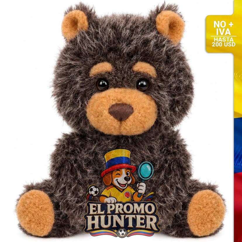 Peluche de oso marrón de 25 cm, juguete de peluche rizado y esponjoso.
