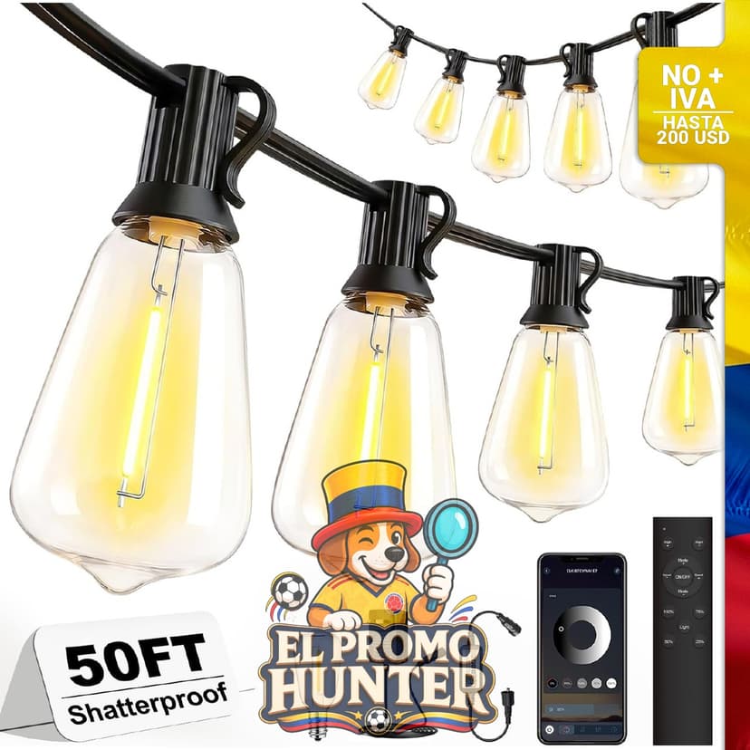 Luces LED exteriores de 15.2 m con conectividad Bluetooth.