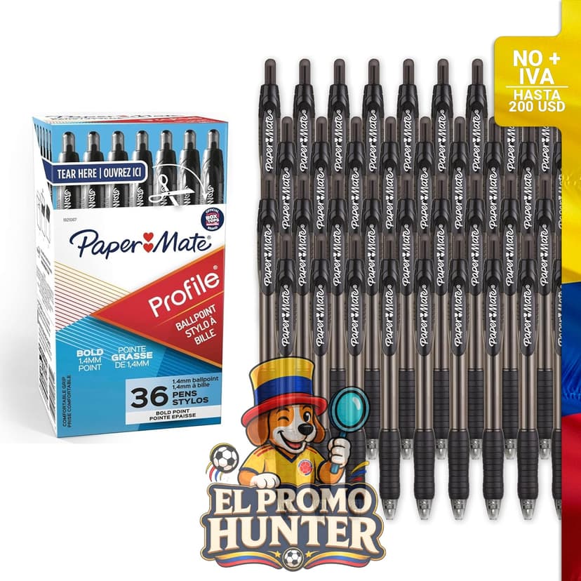 Bolígrafo Paper Mate Profile negro, paquete de 36 unidades.