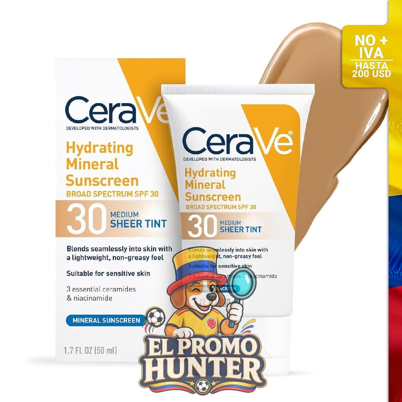 CeraVe Protector solar mineral hidratante SPF 30 con tinte transparente.