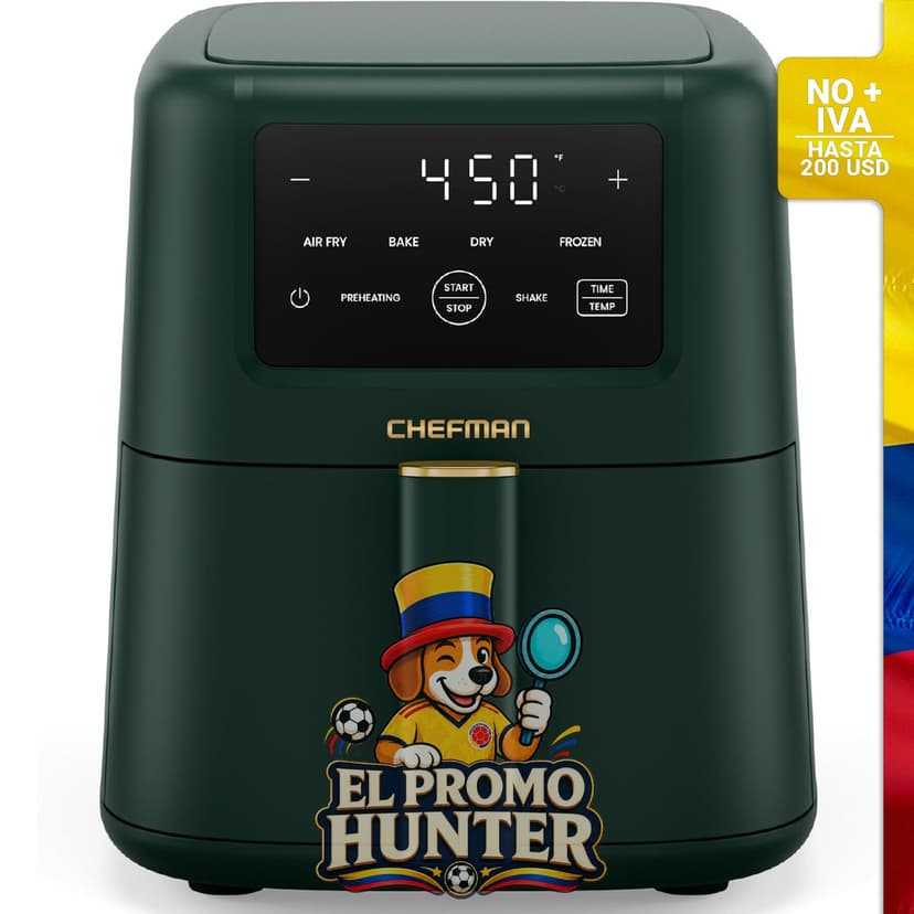 Freidora de aire Chefman 4-en-1, capacidad para cocinar múltiples alimentos.