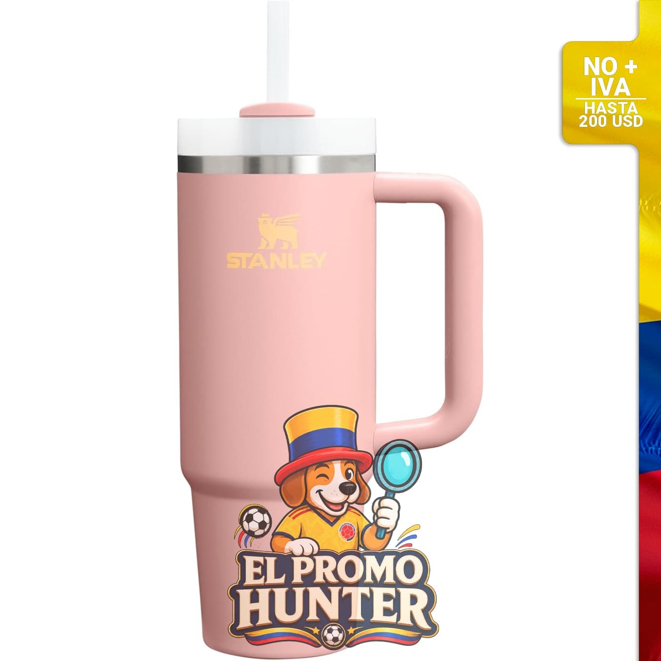 Vaso Stanley Quencher H2.0 Flow State de 30 oz (887 ml), color rosa melocotón.