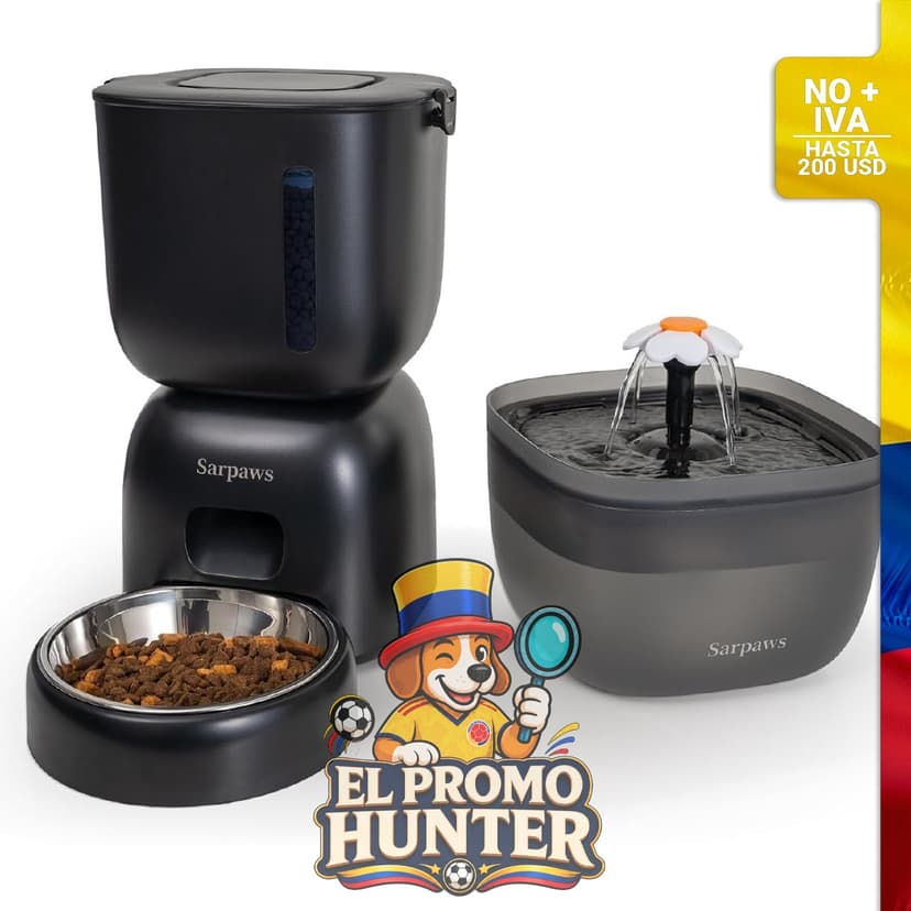 Alimentador automático para gatos y dispensador de agua FW1, funciona con cable o batería.