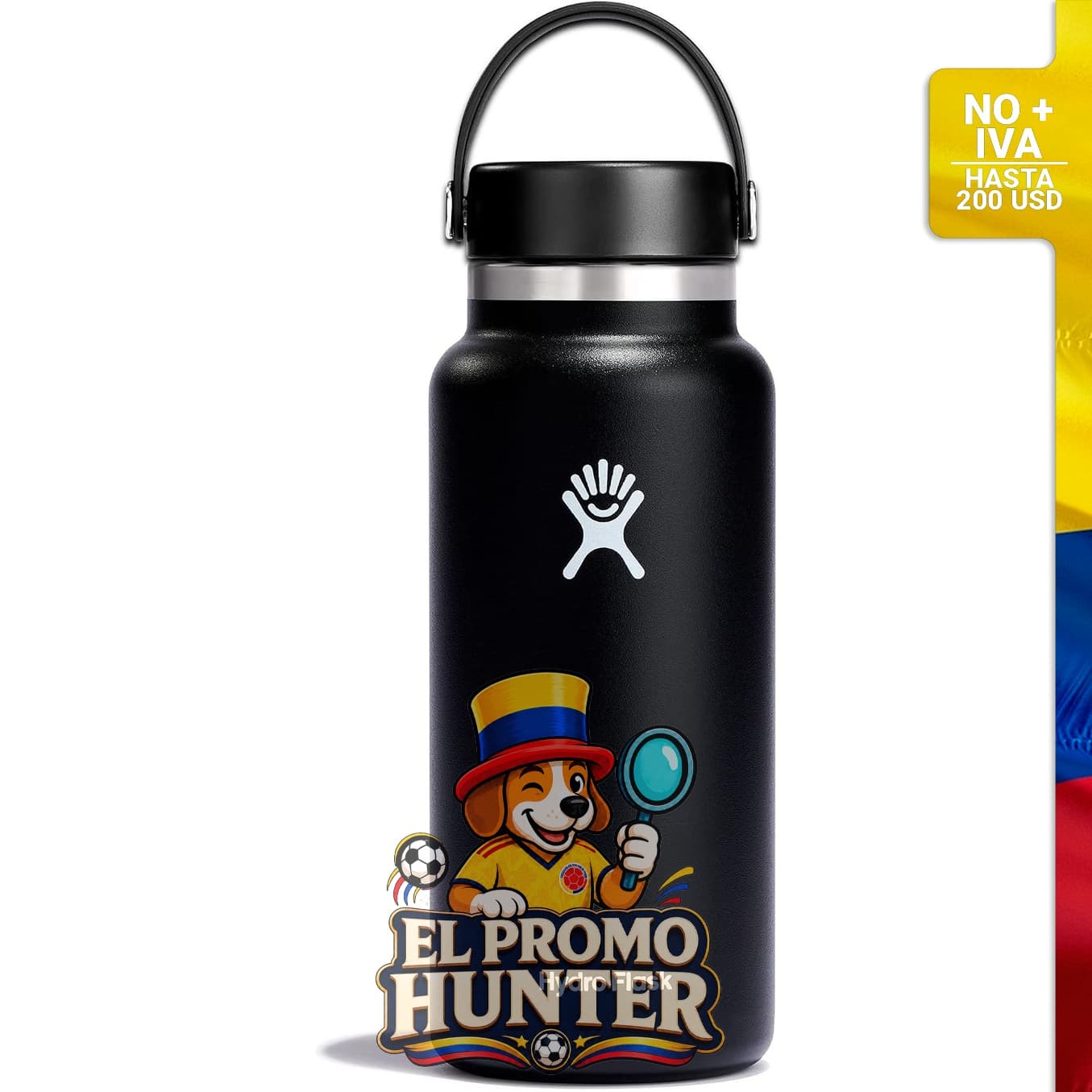 Botella de agua Hydro Flask de acero inoxidable, 32 oz (946 ml), con tapa flexible y a prueba de fugas.
