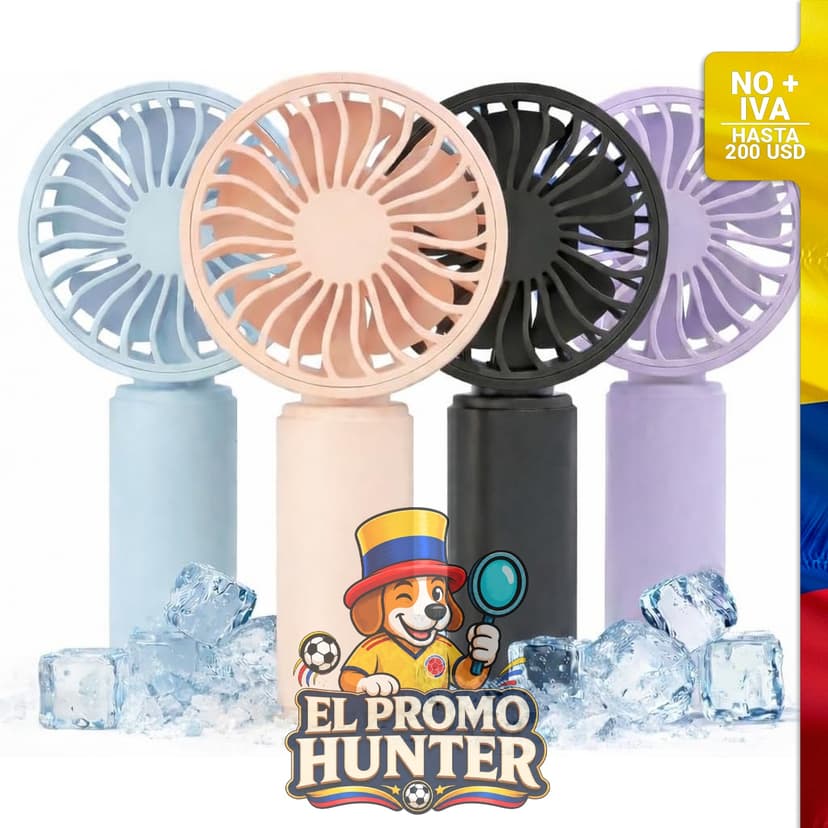 Paquete de 4 mini ventiladores de mano, recargables por USB, con 3 velocidades y funda desmontable.