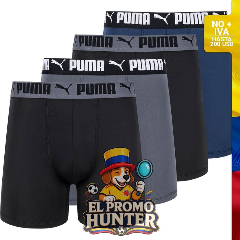 Paquete de 4 calzoncillos tipo bóxer elásticos para hombre de PUMA.