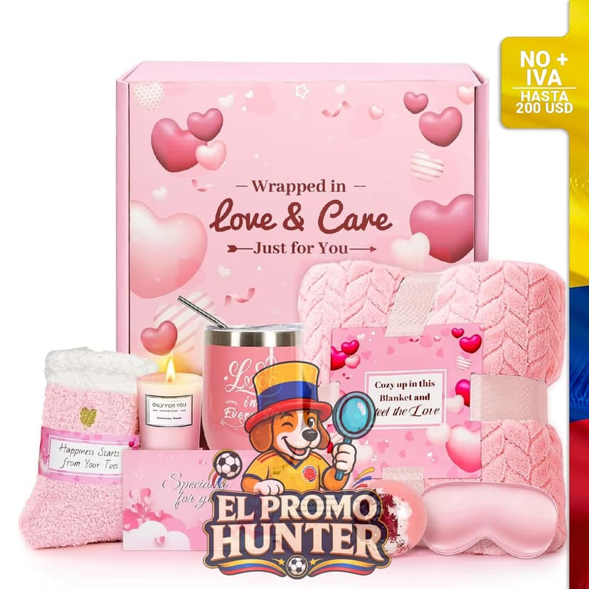 Cesta de regalo de spa con 10 piezas, incluye velas aromáticas y máscara de ojos.