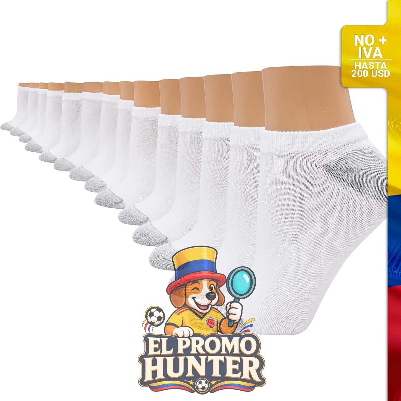 Paquete de 14 pares de calcetas deportivas para mujer, incluye modelos crew, ankle y no-show, con tecnología de absorción de humedad.