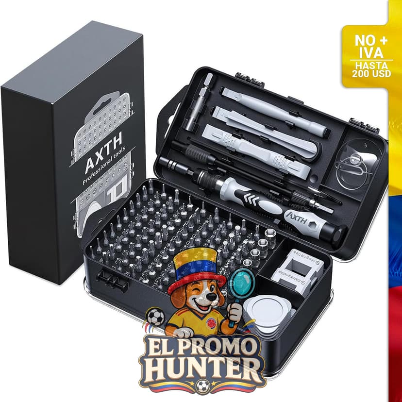 Juego de destornilladores de precisión 115 en 1, incluye herramientas magnéticas para reparación de dispositivos electrónicos.