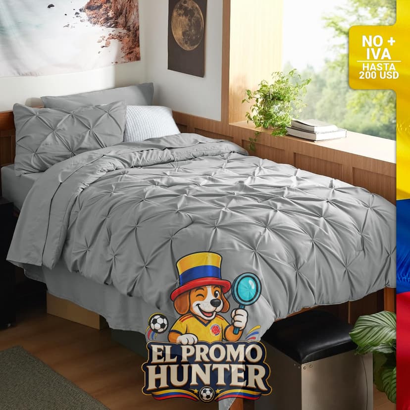 Bedsure juego de edredón tamaño individual XL, color gris, incluye sábanas y edredón alternativo para todas las estaciones.