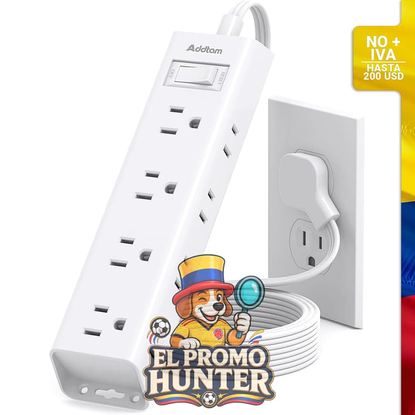 Regleta de extensión corta de 1 pie (30 cm) con 12 tomacorrientes y protección contra sobretensiones de 1050J.