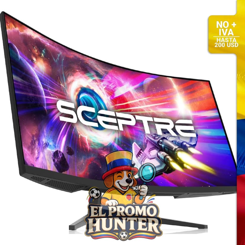 Monitor curvo ultra ancho Sceptre de 34" (86 cm) WQHD 3440 x 1440, 180Hz/165Hz, 1 ms, altavoces integrados.
