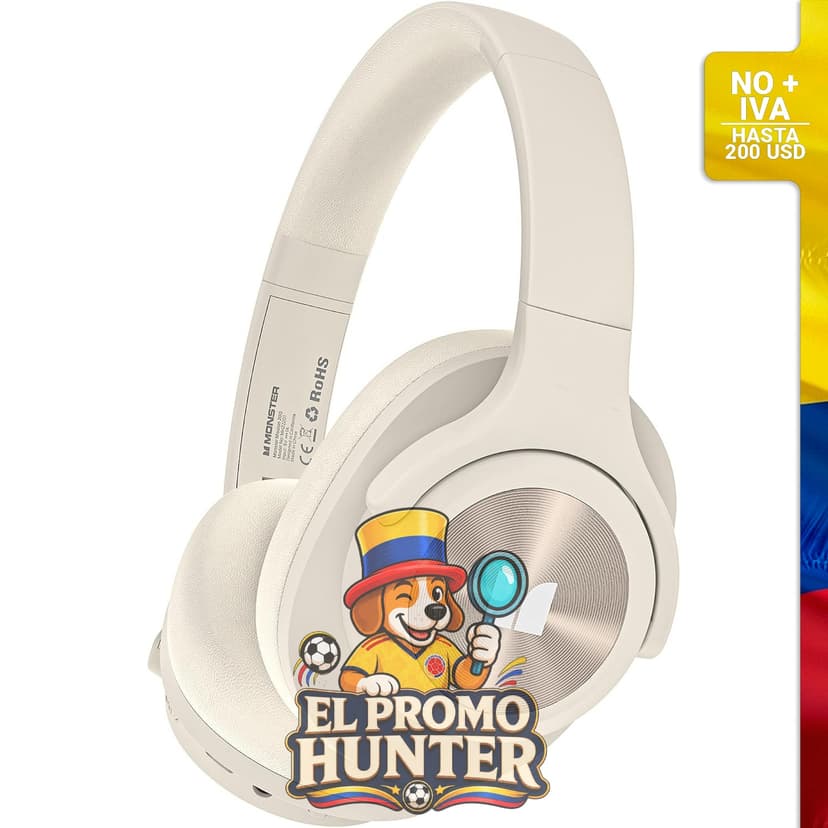 Auriculares Bluetooth Monster Mission 200, inalámbricos, con 3 modos de ecualización, plegables y ligeros.