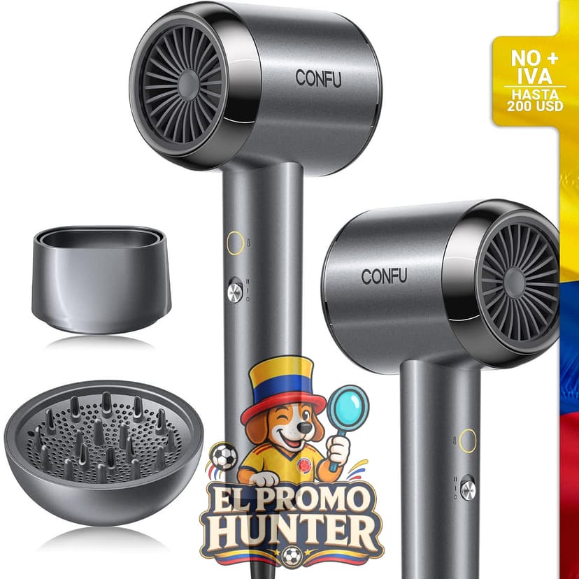 Secador de pelo profesional de 1600 W con tecnología de plasma iónico, diseñado para secado rápido y reducción del encrespamiento.