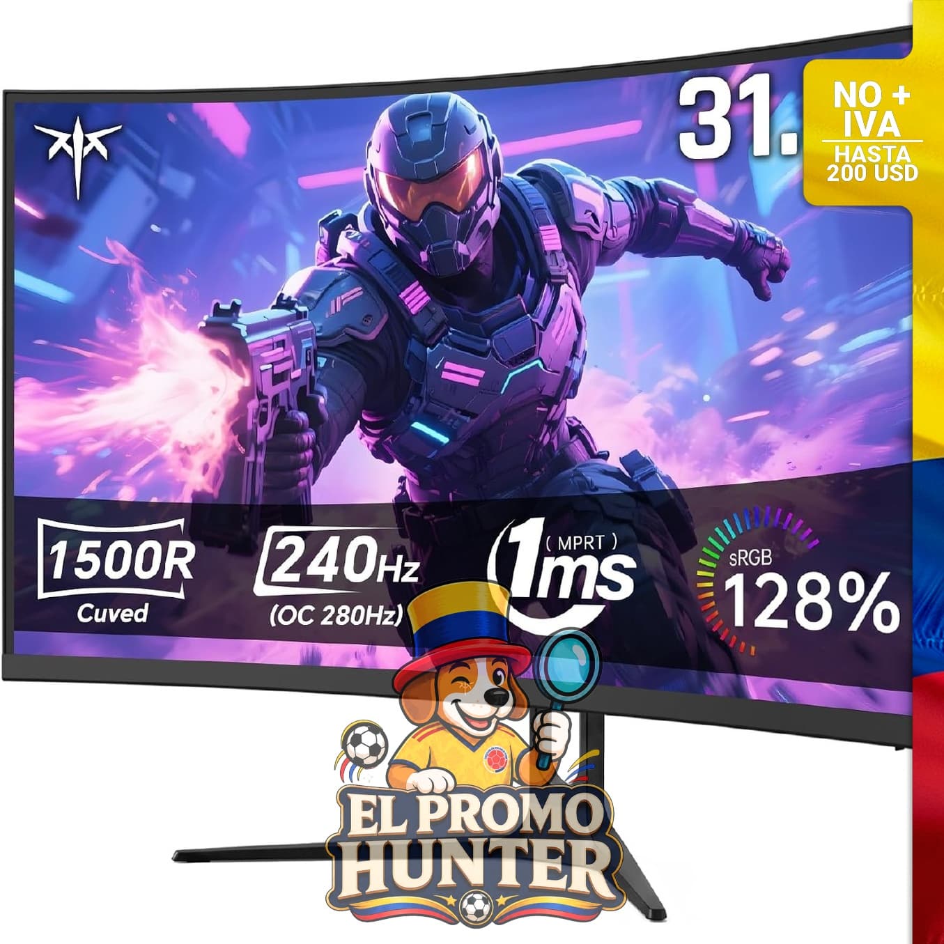 Monitor curvo KTC de 32" (81 cm) para juegos, 240 Hz, 1080P FHD, curva 1500R, MPRT 1 ms, 128% sRGB.