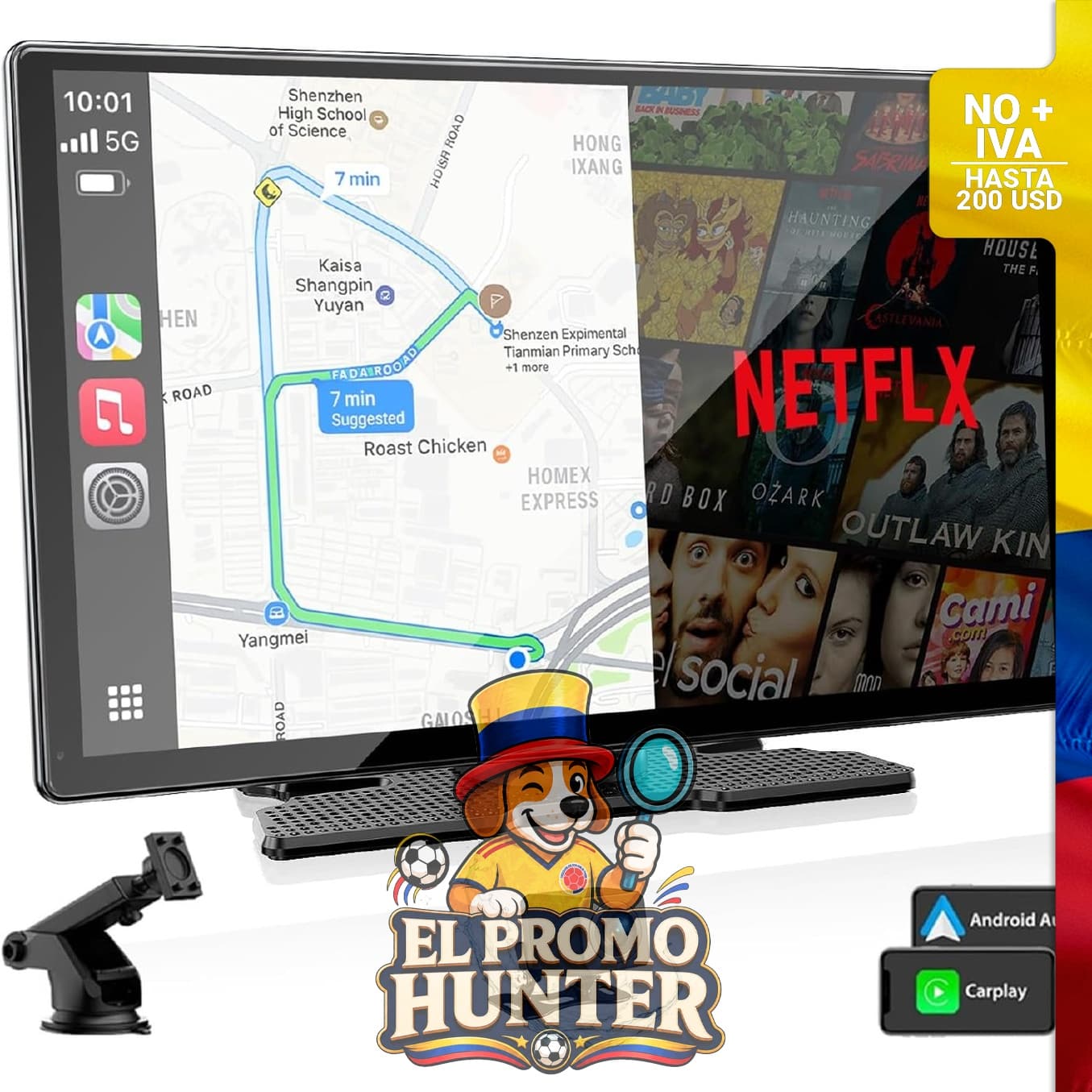 Pantalla CarPlay de 9" con cámara AHD.