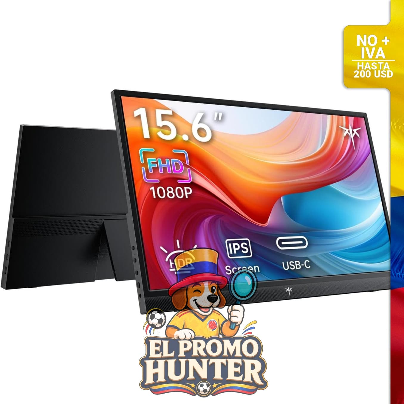 Monitor portátil KTC de 15.6" (39.6 cm) FHD 1080P, compatible con laptops, MacBook, PS5, Xbox y Switch.