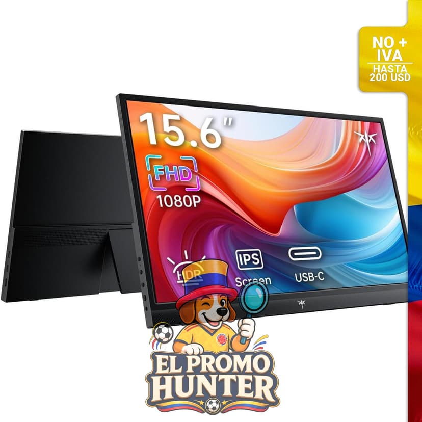 Monitor portátil KTC de 15.6" (39.6 cm) FHD 1080P, compatible con laptops, MacBook, PS5, Xbox y Switch.