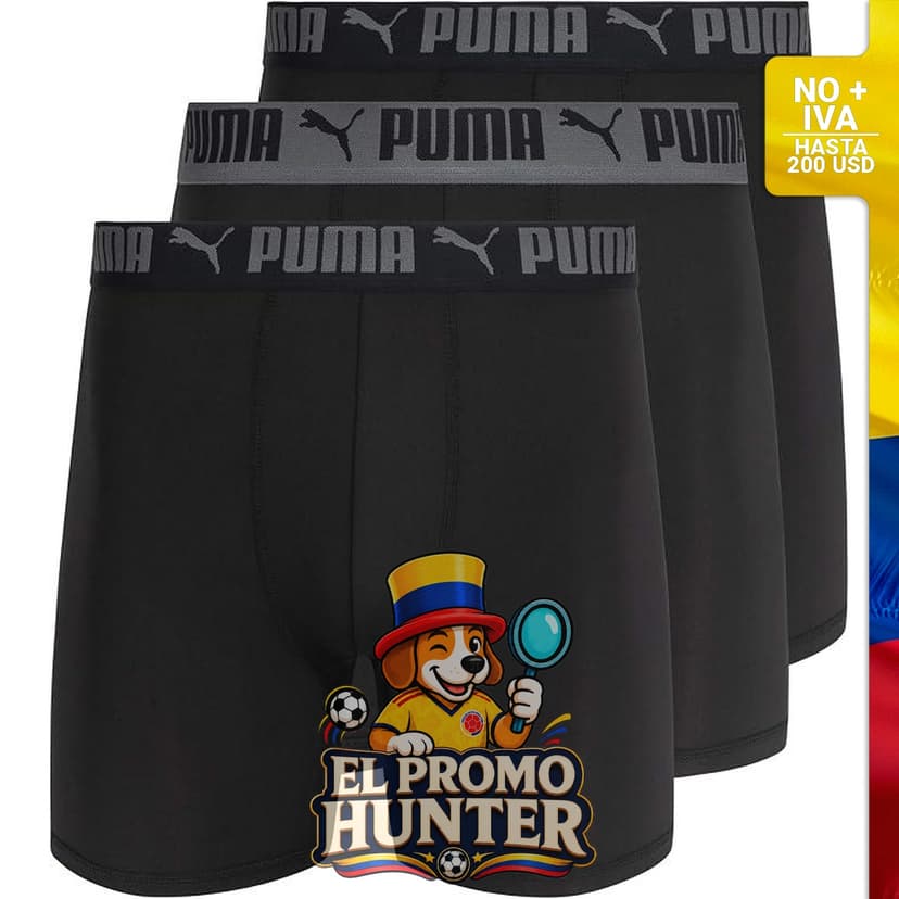 Bóxer corto Puma Tech, paquete de 3 unidades para hombre.