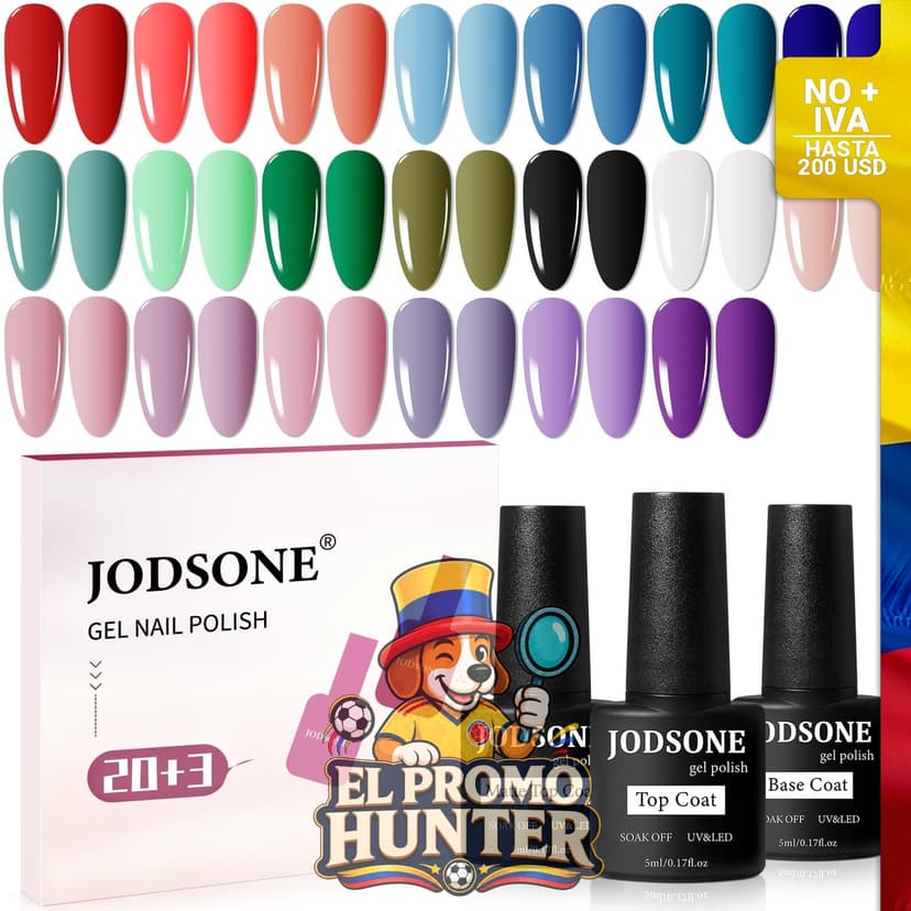 Juego de 23 esmaltes de uñas de gel con base y capa superior, multicolor y de larga duración.