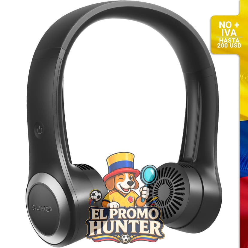 Ventilador de cuello portátil Gaiatop, 4000 mAh, recargable, sin aspas, 3 velocidades, giro de 70°.