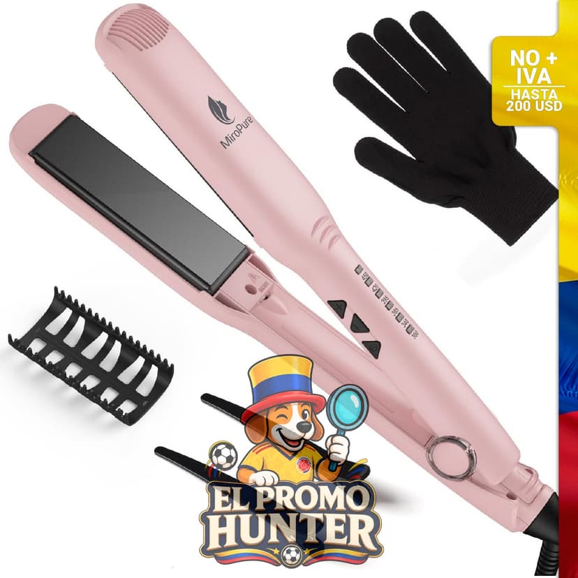 Plancha de pelo MiroPure de 1.5 pulgadas, con calentamiento rápido en 30 segundos y apagado automático en 60 minutos.