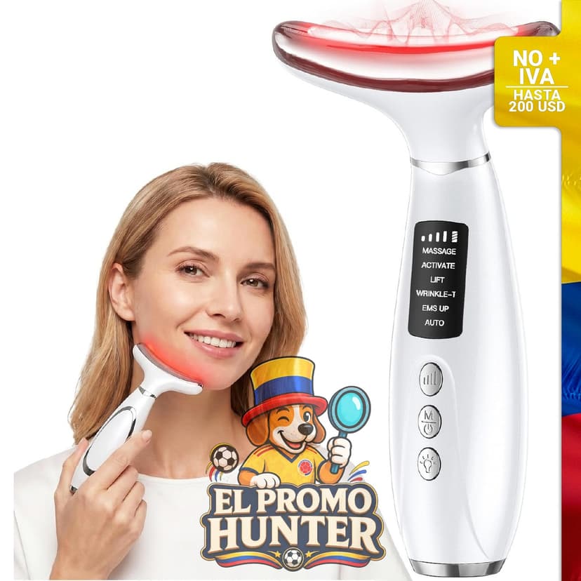 Masajeador facial LED de 7 colores con función de calor.