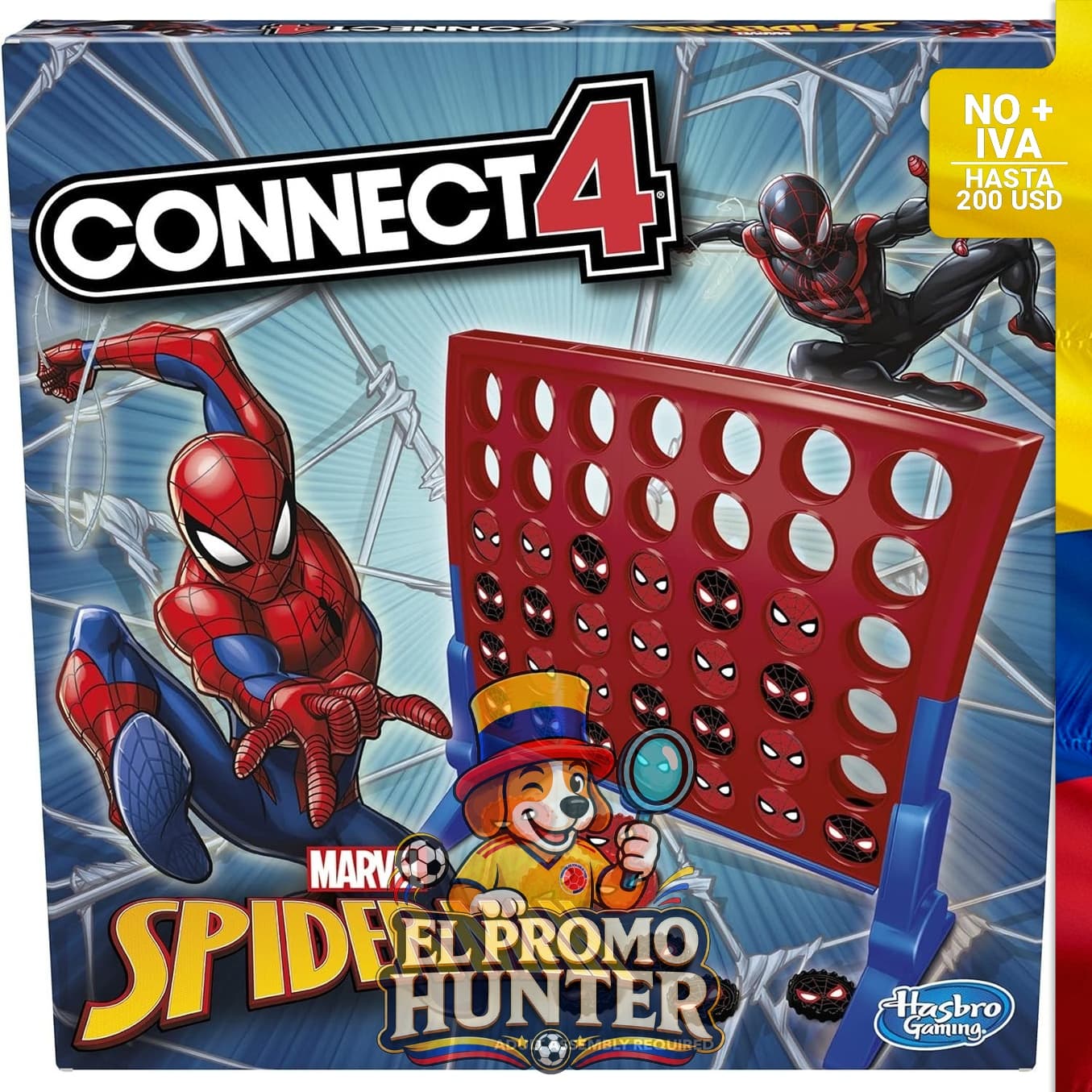 Juego de mesa Connect 4 edición Marvel Spider-Man para 2 jugadores, recomendado a partir de 6 años.