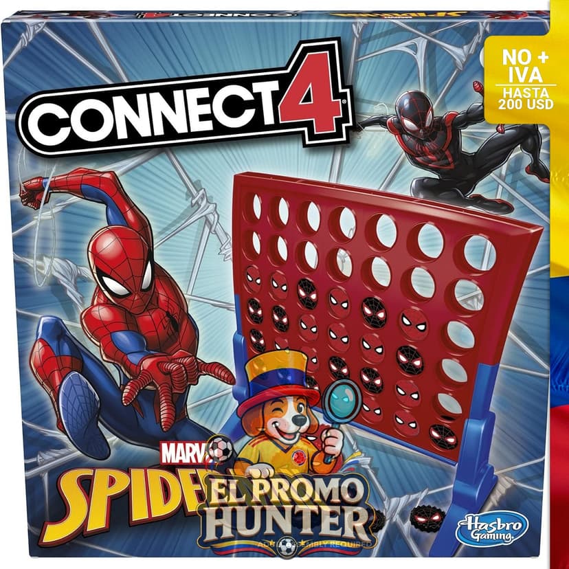 Juego de mesa Connect 4 edición Marvel Spider-Man para 2 jugadores, recomendado a partir de 6 años.