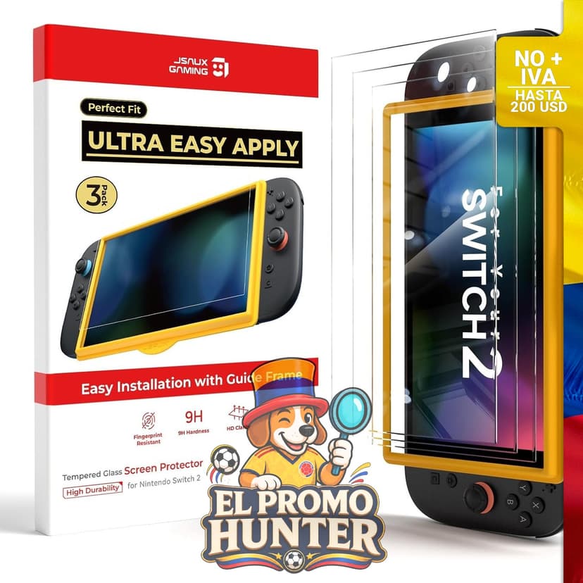 Protector Ultra HD para Nintendo Switch 2, instalación rápida, dureza 9H.