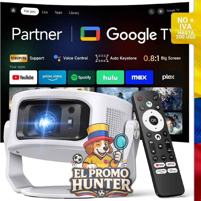 Mini proyector con Google TV y conectividad WiFi 6.