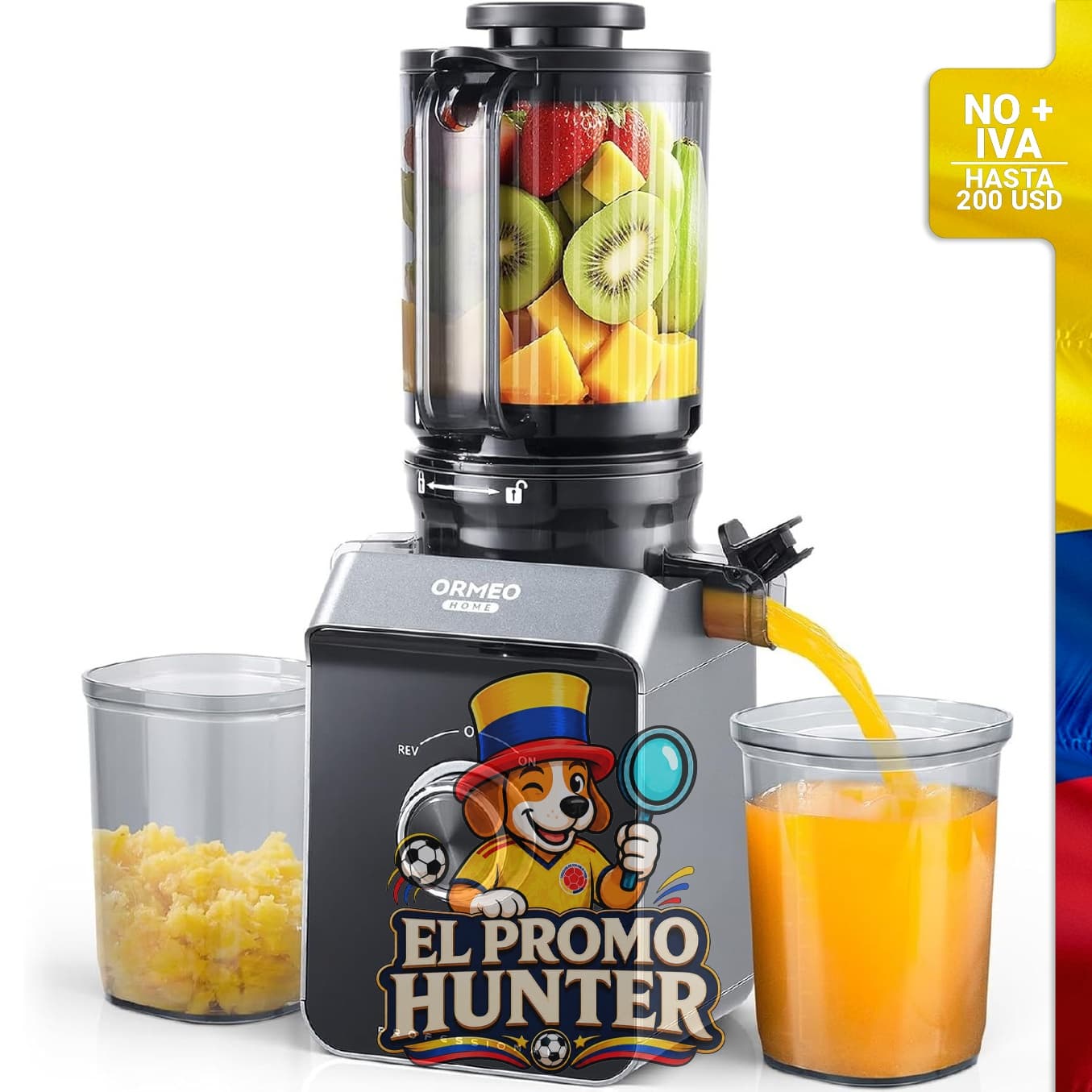 Extractor prensa fría de 5" (12.7 cm) para jugos.