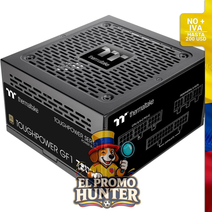 Thermaltake GF1 (2024) fuente de alimentación ATX modular de 750 W, 80 Plus Gold, silenciosa, con modo Cero RPM.